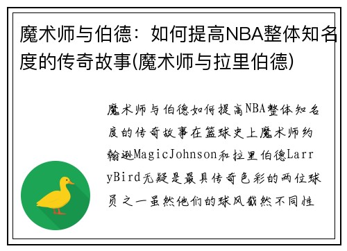 魔术师与伯德：如何提高NBA整体知名度的传奇故事(魔术师与拉里伯德)