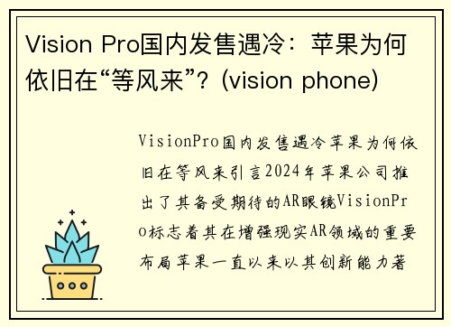 Vision Pro国内发售遇冷：苹果为何依旧在“等风来”？(vision phone)
